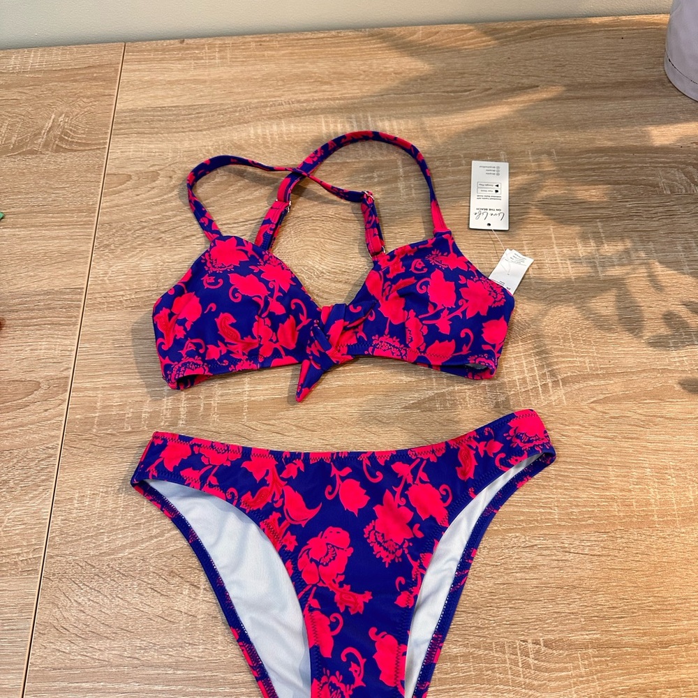 Cupshe Pink and Blue Bikini Swimwear